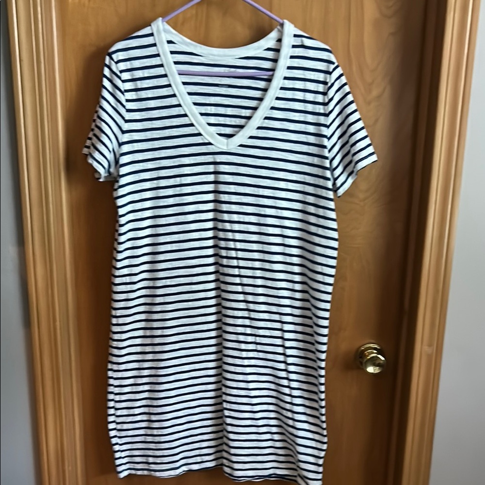 Striped V-Neck T-Shirt Dress